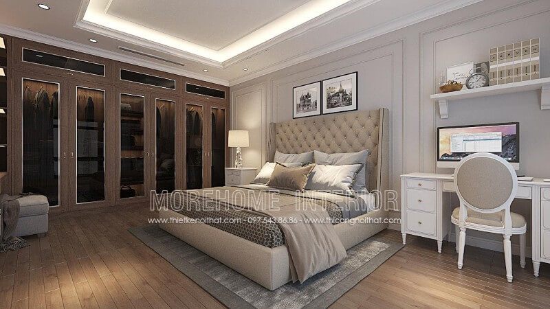 Mẫu giường ngủ khung gỗ tần bì nhập khẩu, mặt ngoài được bọc hoàn toàn bởi chất liệu nỉ cao cấp màu sữa tạo cảm giác thư thái và sang trọng hơn cho bất cứ ánh nhìn nào khi bước chân vào căn phòng ngủ này